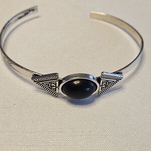 Cuff Bracelet Silver Plated With A Stone Costume Jewelry  